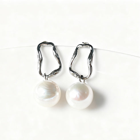 Power Edison Pearl Drop Earrings in Sterling Silver